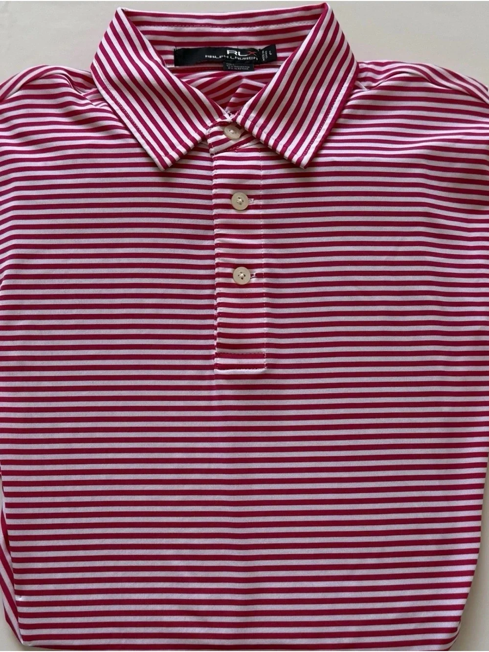 Ralph Lauren RLX Performance Golf Polo with Embroidered Sleeve Logo - Red/White